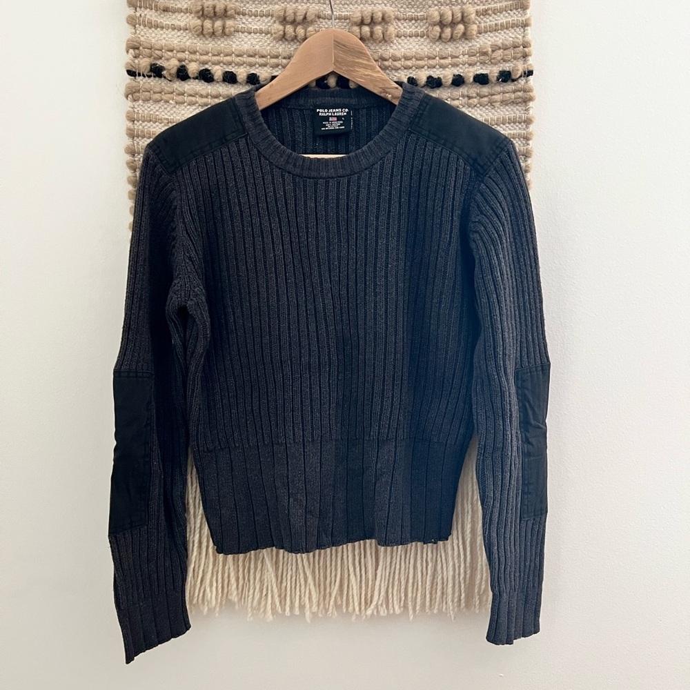 Vintage 90s Y2K Gray/Charcoal Ribbed Fall Transitional Sweater